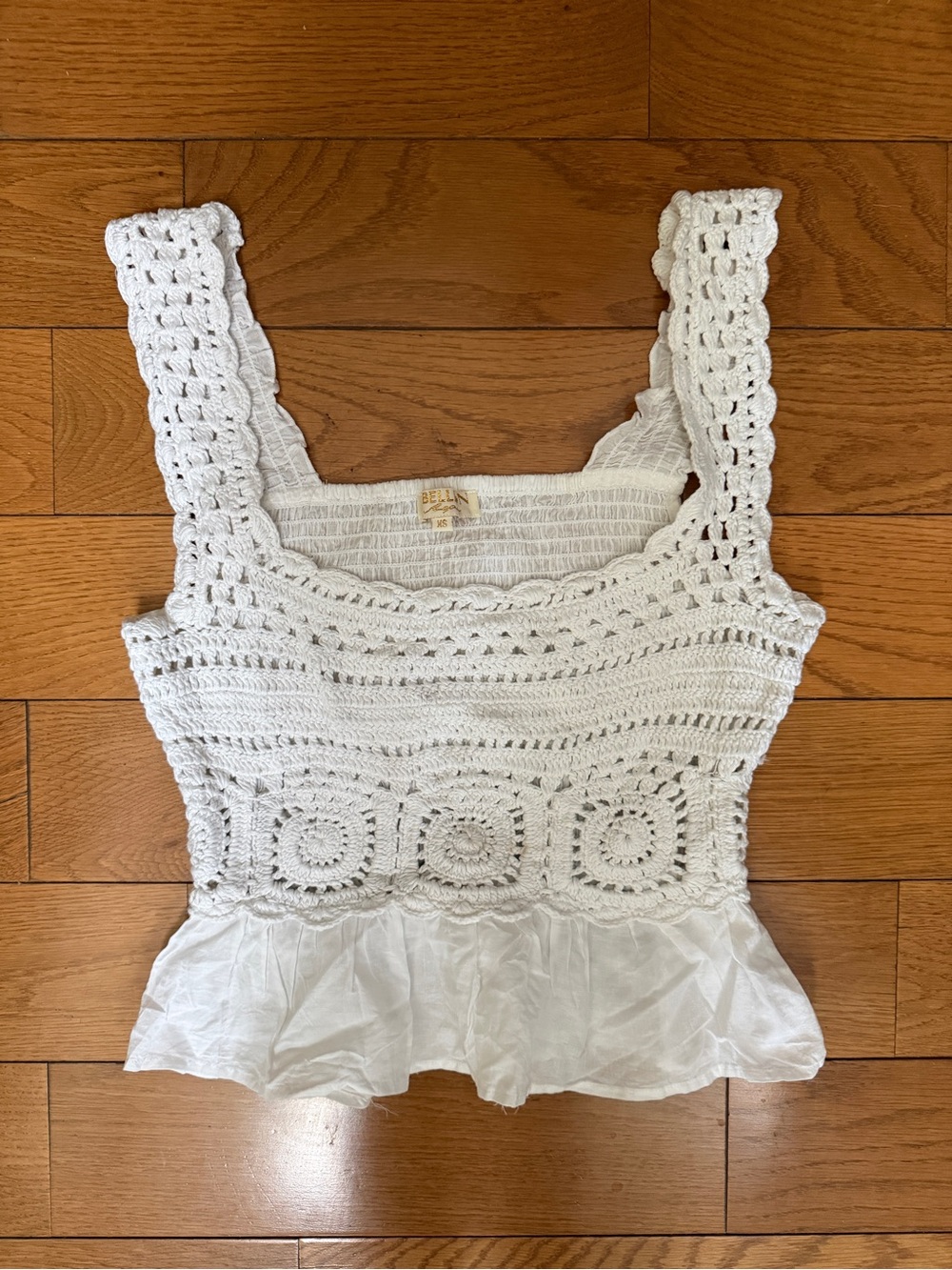 White Crochet Peplum Camisole